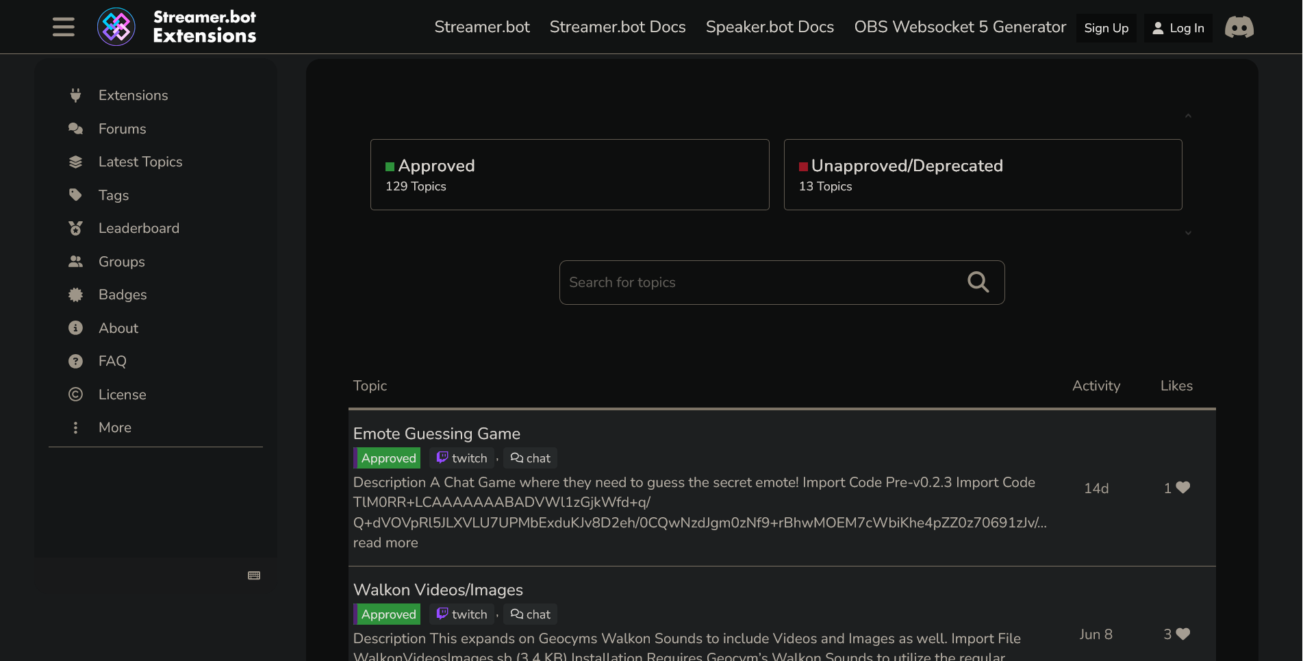 Streamer.bot Extensions