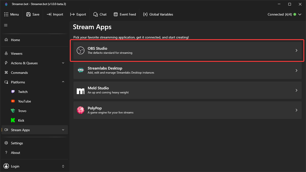Select Stream Apps